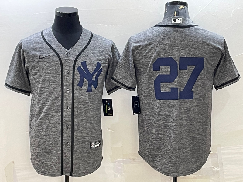 Men's New York Yankees Giancarlo Stanton #27 Gray Name Jersey